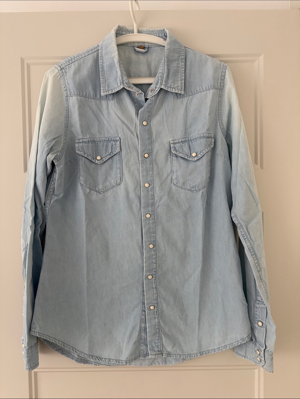 Topshop Light Blue Denim Shirt with Button Details